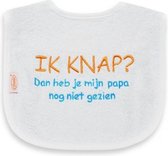 Funnies Slabber Ik Knap Papa Junior 40 Cm Katoen Wit