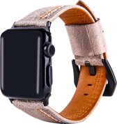 Leren bandje Apple Watch met klassieke zwarte gesp Beige 38mm - 40mm Watchbands-shop.nl