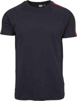 Urban Classics Heren Tshirt -L- Stripe Shoulder Raglan Zwart