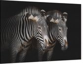 Zebra koppel op zwarte achtergrond - Foto op Canvas - 60 x 40 cm