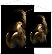 Gouden veren op zwarte achtergrond - Foto op Textielposter - 40 x 60 cm