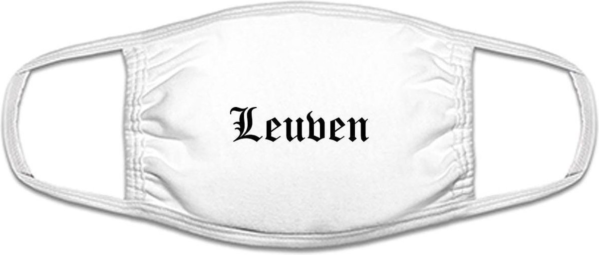 Leuven mondkapje | gezichtsmasker | bescherming | bedrukt | logo | Wit mondmasker van katoen, uitwasbaar & herbruikbaar. Geschikt voor OV