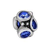 Quiges - 925 - Zilveren - Bedels -Sterling zilver - Beads - Zirkonia Blauw Kraal Charm - Geschikt – voor - alle bekende merken - Armband Z603