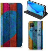 Smartphone Hoesje Huawei P40 Lite Mobiel Bookcase Wood Heart