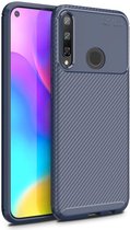 Huawei P40 Lite E Hoesje Geborsteld Carbon Blauw