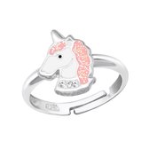 Ring meisje kind | Ring kinderen | Eenhoorn ring | Zilveren ring met eenhoornhoofd roze | WeLoveSilver