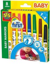 SES - My First - Baby markers - 8 kleuren stiften - veilige dop - ronde, stevige punt - makkelijk uitwasbaar
