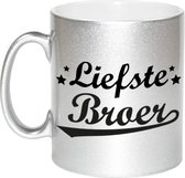 Liefste broer tekst cadeau mok / beker - zilver - 330 ml