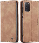 CaseMe - Hoesje geschikt voor Samsung Galaxy A41 -Wallet Book Case - Magneetsluiting - Bruin