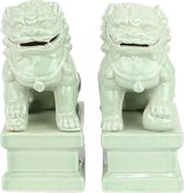 Fine Asianliving Chinese Foo Dogs Tempel Bewakers Leeuwen Porselein Mint Set/2 Handgemaakt B6xD8xH15cm