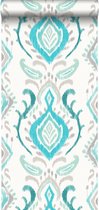 ESTAhome behang barokprint turquoise - 148646 - 53 x 1005 cm