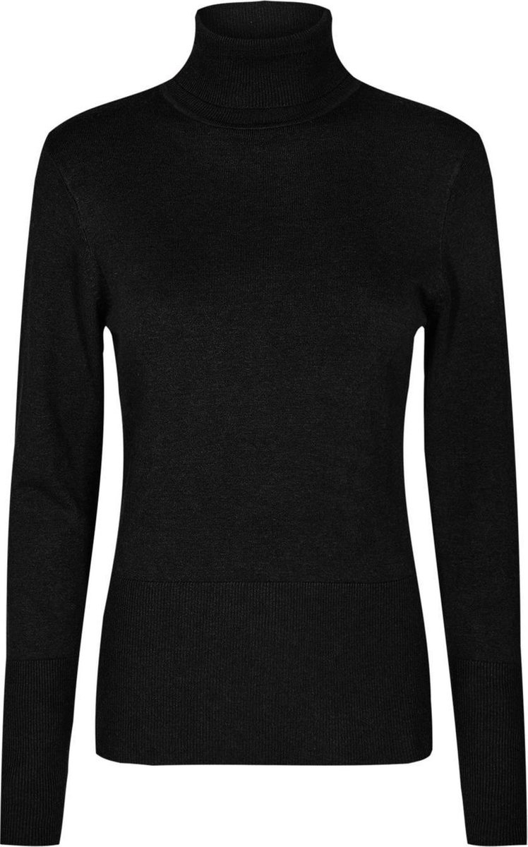Soyaconcept trui zwart met col en brede ribboord voor dames - XS (34)