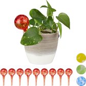 Relaxdays 10 x waterdruppelaar - glas - waterbollen voor planten - Ø6cm – rood