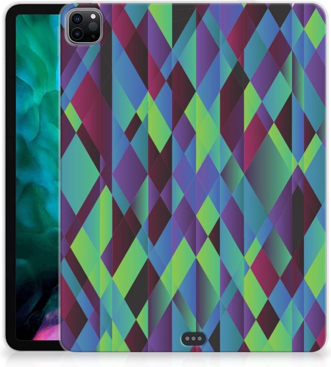 Tablet Hoes iPad Pro 12.9 (2020) | iPad Pro 12.9 (2021) TPU Silicone Case Abstract Groen Blauw met transparant zijkanten op Prijzenvolger.com