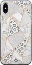 iPhone X/XS hoesje siliconen - Stone & leopard print | Apple iPhone Xs case | TPU backcover transparant