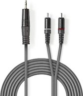 Nedis Stereo-Audiokabel | 3,5 mm Male | 2x RCA Male | Vernikkeld | 3.00 m | Rond | Donkergrijs | Kartonnen Sleeve