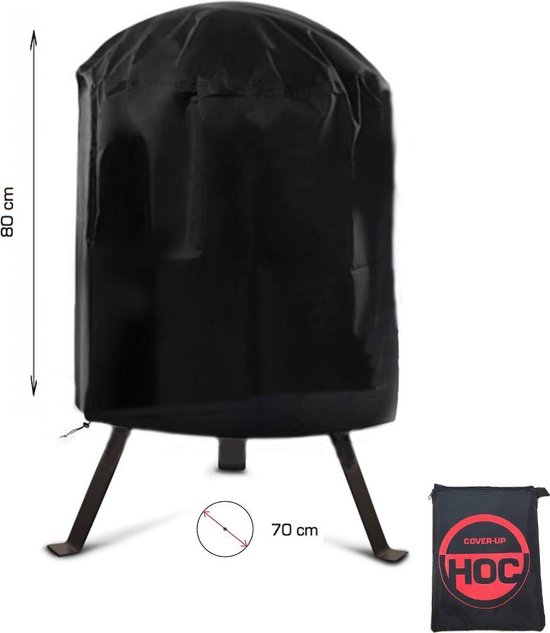 COVER UP HOC RED BBQ hoes rond - 70x80 cm - Barbecue hoes - afdekhoes ronde bbq Geschikt voor o.a. Kamado, Big Green Egg, Grill Guru, The Bastard, Patton
