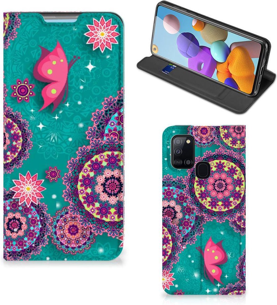 Samsung Galaxy A21s Bookcase Cirkels en Vlinders