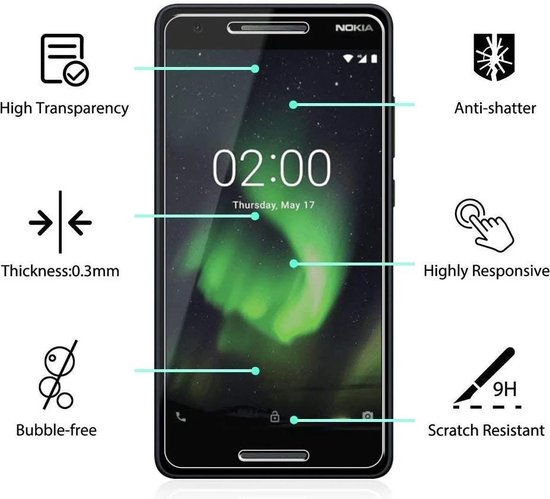 Glas de protection d'écran Nokia 2.1 - Protecteur d'écran en Tempered Glass trempé - QUALITÉ AR 3x