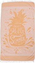 Hamamdoek Hello Summer Orange - 175x100cmDun lichtgewicht strandlaken - XL Saunadoek- Sauna badlaken - Saunalaken- Wikkeldoek - Omslagdoek - Stranddoek - Reishanddoek - Plaid - Sneldrogende Handdoeken