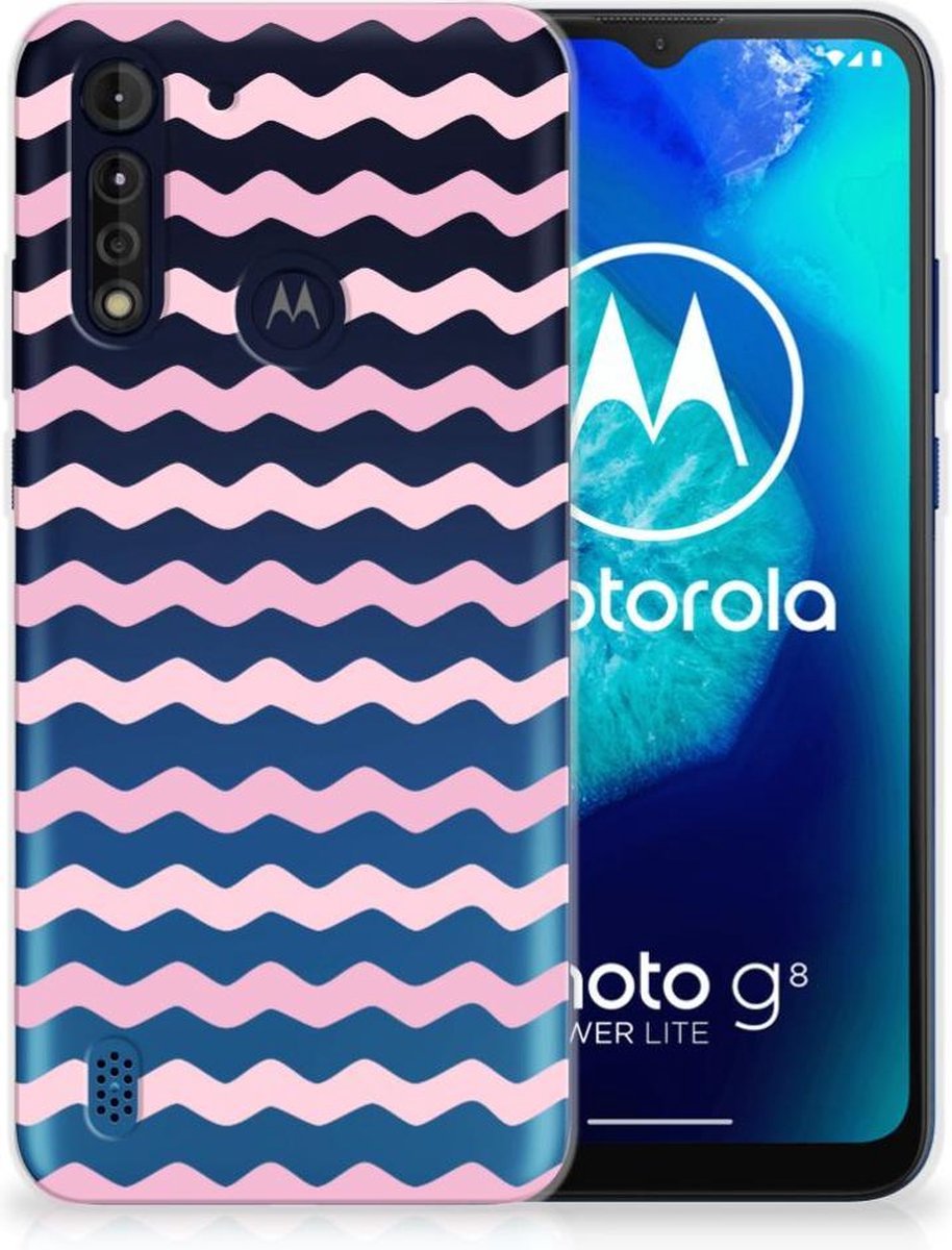 Back Cover voor Motorola Moto G8 Power Lite TPU bumper Waves Roze