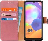 KHAZNEH Samsung Galaxy A31 Hoesje Portemonnee Book Case Roze