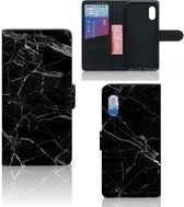 Telefoonhoesje Geschikt voor Samsung Xcover Pro Wallet Book Case Vaderdag Cadeau Marmer Zwart