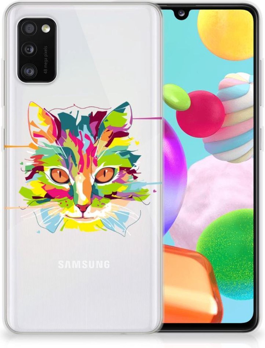 Samsung Galaxy A41 Telefoonhoesje met Naam Cat Color
