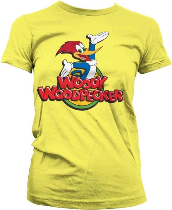 Woody Woodpecker Dames Tshirt -M- Classic Logo Geel