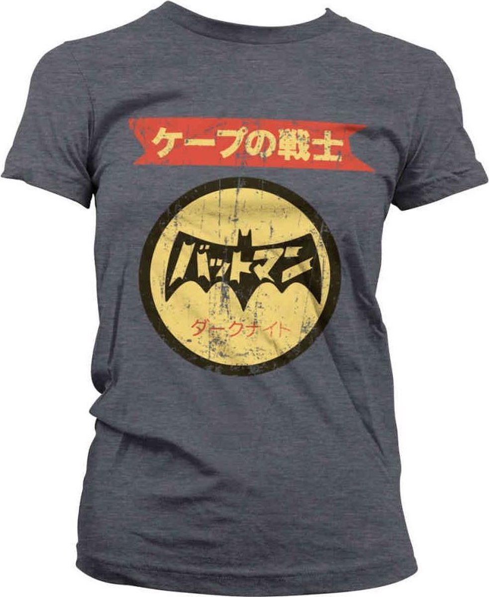 DC Comics Batman Dames Tshirt -L- Japanese Retro Logo Grijs