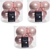 18x Licht roze glazen kerstballen 8 cm - glans en mat - Glans/glanzende - Kerstboomversiering lichtroze