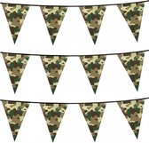 Set van 4x stuks camouflage vlaggenlijnen van 6 meter army/leger/soldaten thema - feestartikelen en versiering