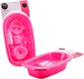 Roze babybad met accessoires voor poppen - Poppen speelset - Speelgoed badset 8-delig