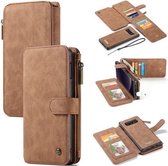 CaseMe - Samsung Galaxy S10e hoesje - Wallet Book Case met Ritssluiting - Bruin