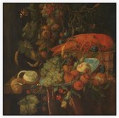 Stilleven met vruchten en een kreeft, Jan Davidsz. de Heem - Foto op Akoestisch paneel - 80 x 80 cm