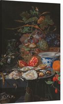 Stilleven met vruchten, oesters en een porseleinen kom, Abraham Mignon - Foto op Plexiglas - 40 x 60 cm