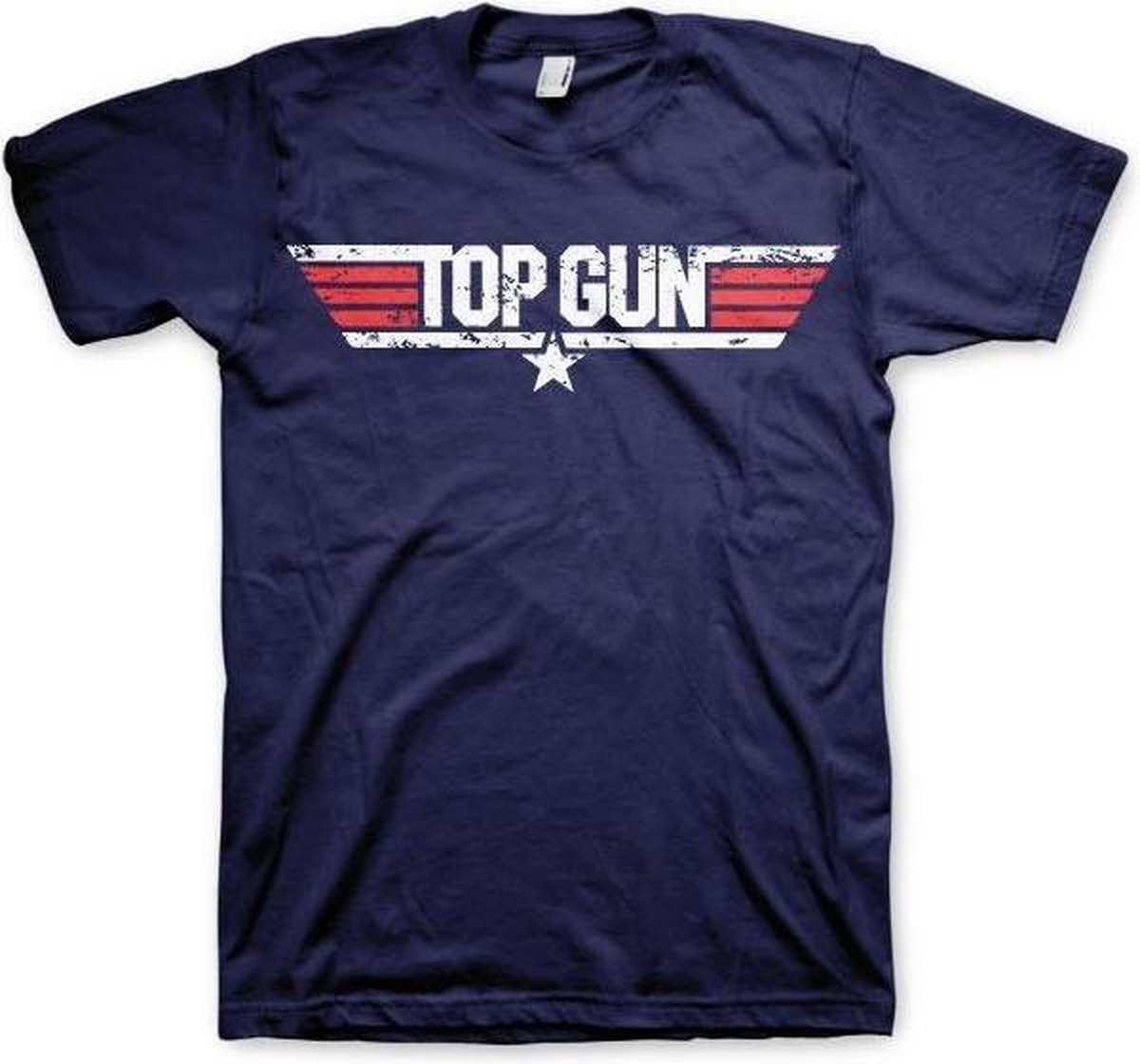 TOP GUN - T-Shirt Distressed Logo - Navy (L)