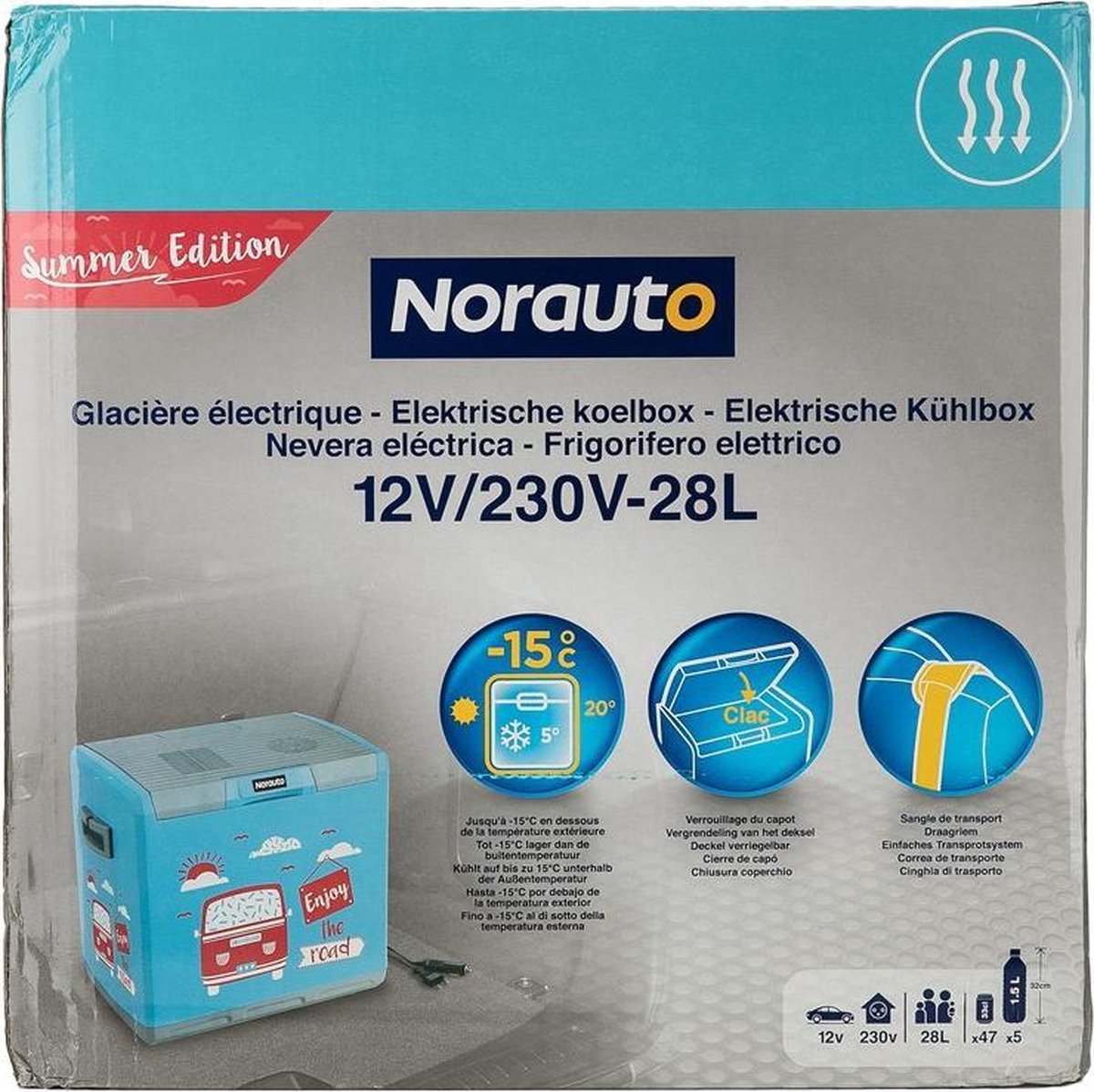 Glacière électrique 12V/230V NORAUTO Summer edition 28 L