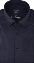 OLYMP Luxor 24/Seven modern fit overhemd - marine blauw tricot - Strijkvriendelijk - Boordmaat: 46