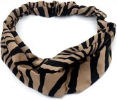 Haarband Twist Zebra Print Zwart Bruin