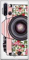 Samsung Note 10 hoesje siliconen - Hippie camera | Samsung Galaxy Note 10 case | Roze | TPU backcover transparant