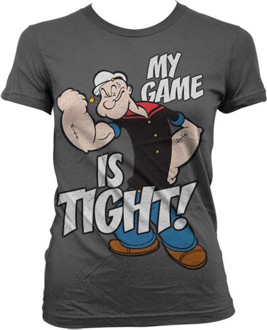 Popeye Dames Tshirt -L- Game Is Tight Grijs