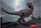 Dinosaurus T-Rex screamer volcano - Foto op Forex - 40 x 30 cm