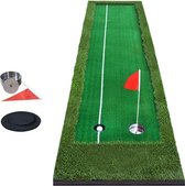 Let op type!! PGM Golf dubbele kleuren Putting Mat Push-Rod Trainer  grootte: 75x300cm (groen)