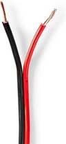 Nedis Speaker-Kabel | 2x 1.50 mm² | Koper | 100.0 m | Rond | PVC | Rood / Zwart | Rol