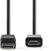 Nedis DisplayPort-Kabel | DisplayPort Male | HDMI™ Connector | 4K@30Hz | Vernikkeld | 2.00 m | Rond | PVC | Zwart | Doos