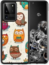 Telefoonhoesje Super als Cadeautjes voor Meisjes Samsung Galaxy S20 Ultra Telefoontas met Zwarte rand Vrolijke Uilen