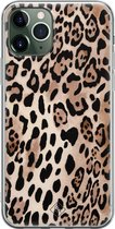 iPhone 11 Pro Max hoesje siliconen - Luipaard print bruin | Apple iPhone 11 Pro Max case | TPU backcover transparant