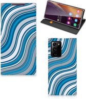 Hoesje Geschikt voor Samsung Galaxy Note 20 Ultra Book Case Golven Blauw
