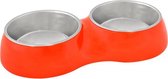 Duvo+ Eetkom dubbel + houder glossy duo Rood 2x Ø10cm - 2x200ml